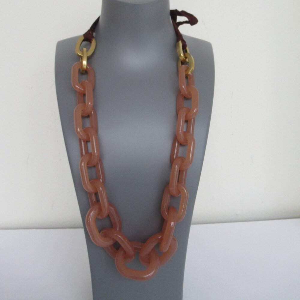 J.Crew Chunky Lucite Chain Link Necklace Pale or Light Brown